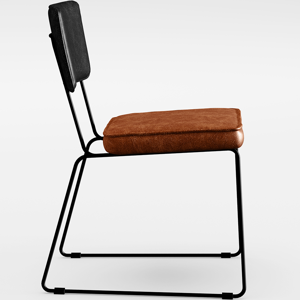 Cadeira Decorativa Estofada Sala Jantar Allana L02 Couríssimo Preto Couríssimo Camel - Lyam Decor