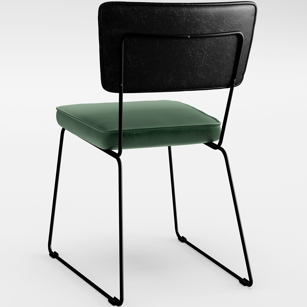 Cadeira Decorativa Estofada Sala Jantar Allana L02 Couríssimo Preto Facto Verde Musgo - Lyam Decor