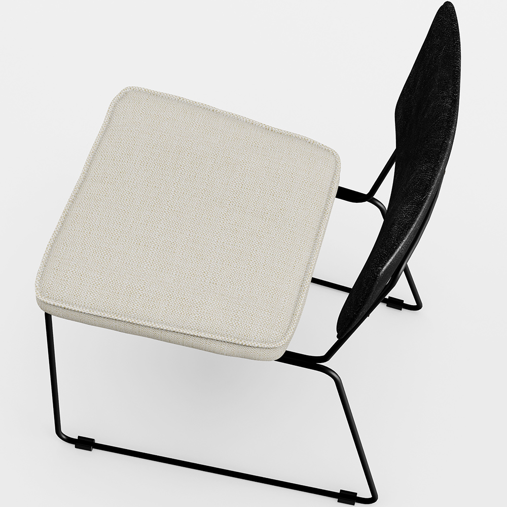 Cadeira Decorativa Estofada Sala Jantar Allana L02 Couríssimo Preto Linho Champagne - Lyam Decor