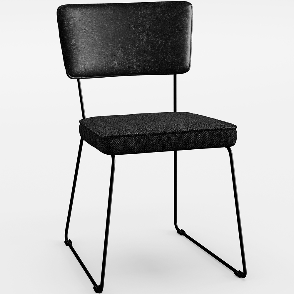Cadeira Decorativa Estofada Sala Jantar Allana L02 Couríssimo Preto Linho Chumbo - Lyam Decor