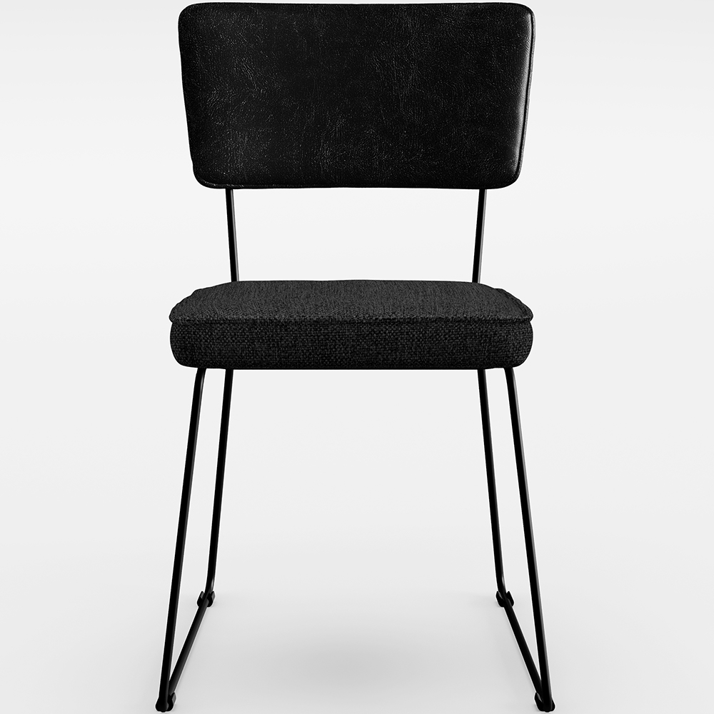 Cadeira Decorativa Estofada Sala Jantar Allana L02 Couríssimo Preto Linho Chumbo - Lyam Decor
