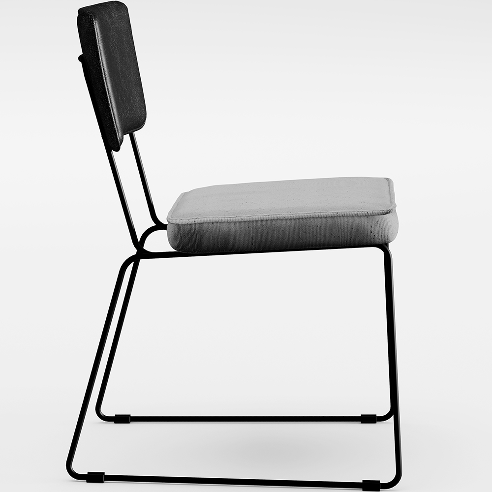 Cadeira Decorativa Estofada Sala Jantar Allana L02 Couríssimo Preto Linho Cinza - Lyam Decor