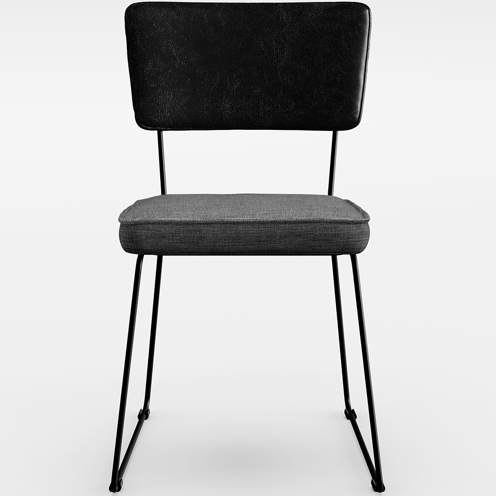 Cadeira Decorativa Estofada Sala Jantar Allana L02 Couríssimo Preto Linho Cinza Escuro - Lyam Decor