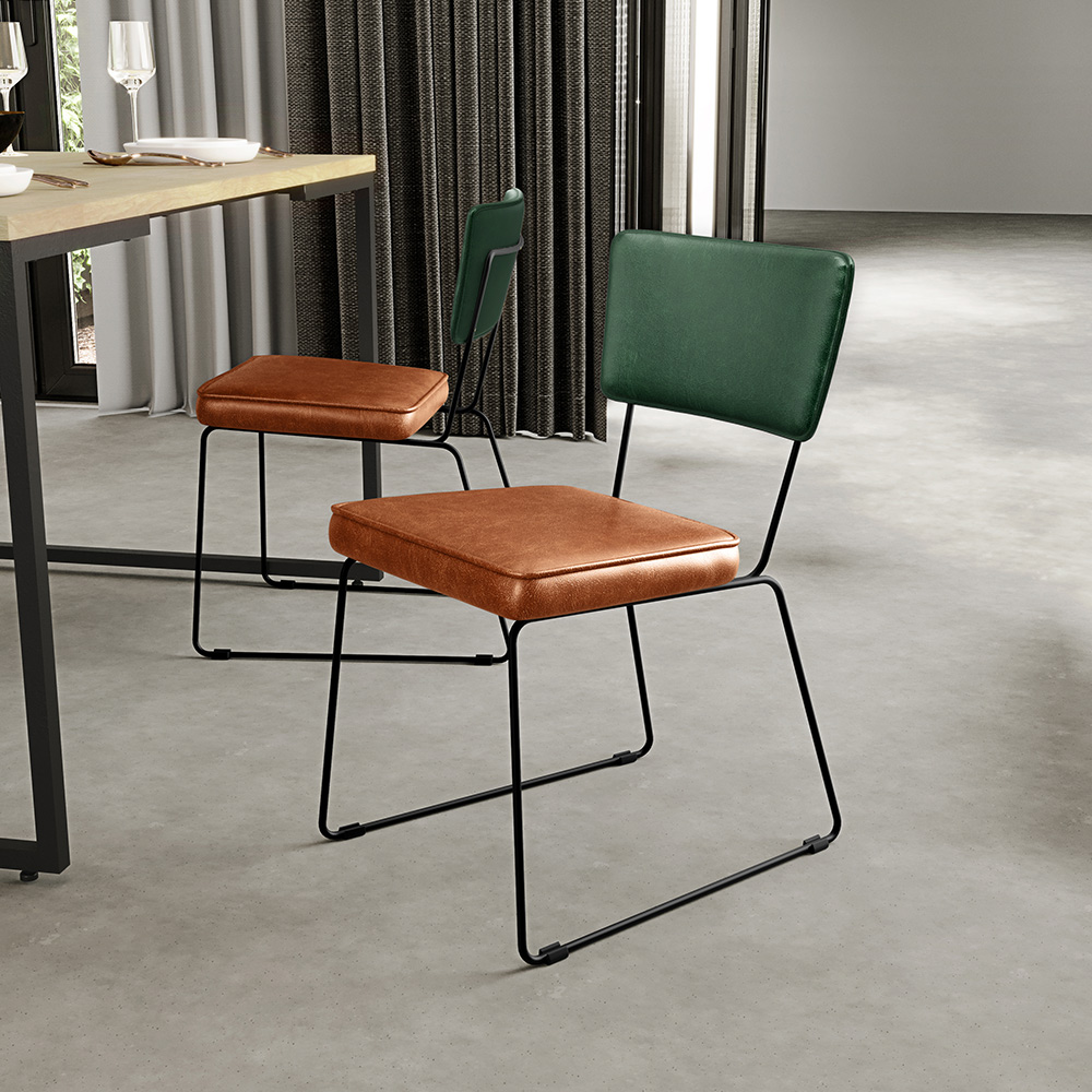 Cadeira Decorativa Estofada Sala Jantar Allana L02 Facto Verde Musgo Couríssimo Camel - Lyam Decor