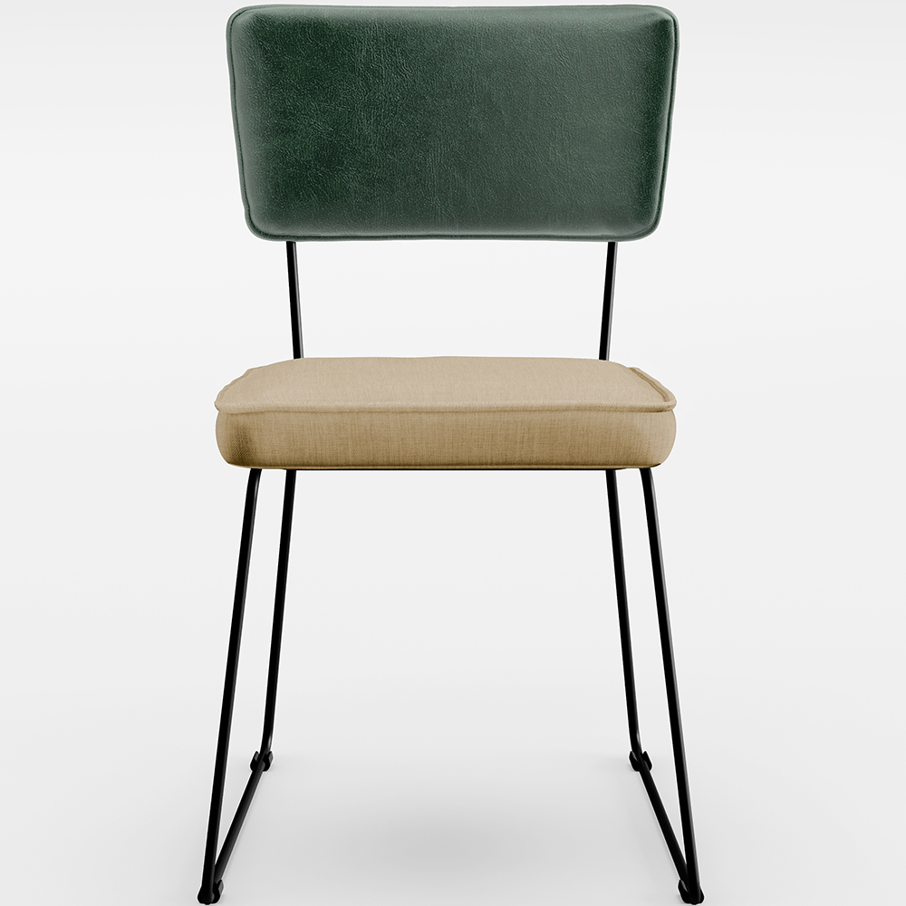 Cadeira Decorativa Estofada Sala Jantar Allana L02 Facto Verde Musgo Linho Bege Escuro - Lyam Decor