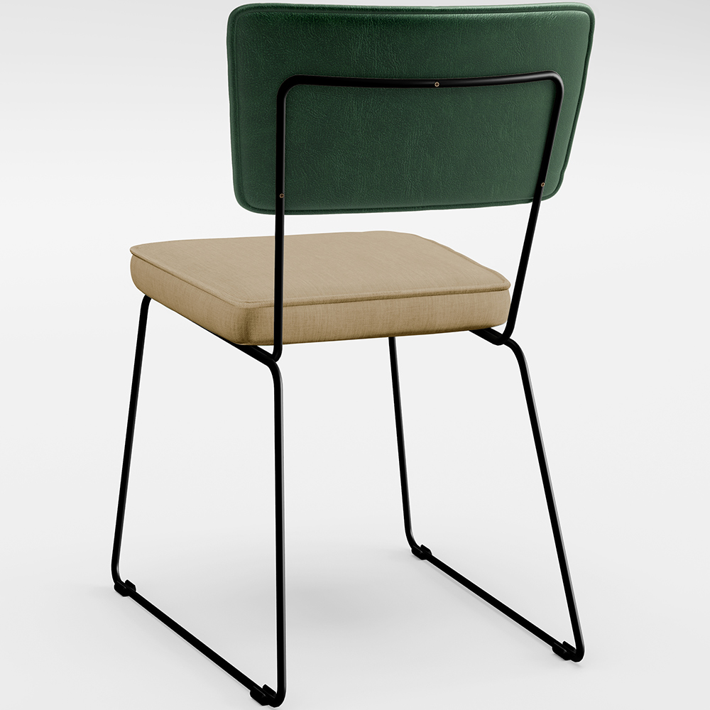 Cadeira Decorativa Estofada Sala Jantar Allana L02 Facto Verde Musgo Linho Bege Escuro - Lyam Decor
