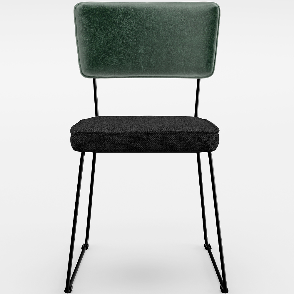 Cadeira Decorativa Estofada Sala Jantar Allana L02 Facto Verde Musgo Linho Chumbo - Lyam Decor