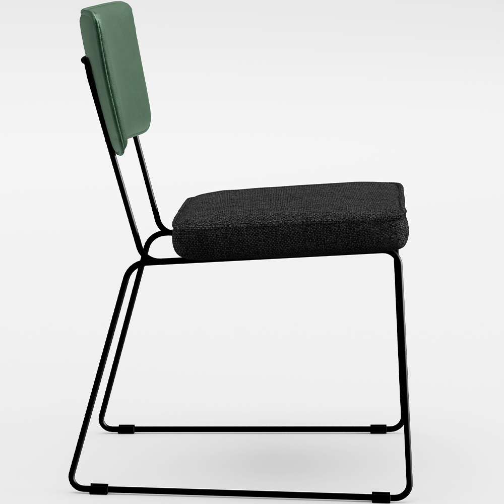 Cadeira Decorativa Estofada Sala Jantar Allana L02 Facto Verde Musgo Linho Chumbo - Lyam Decor