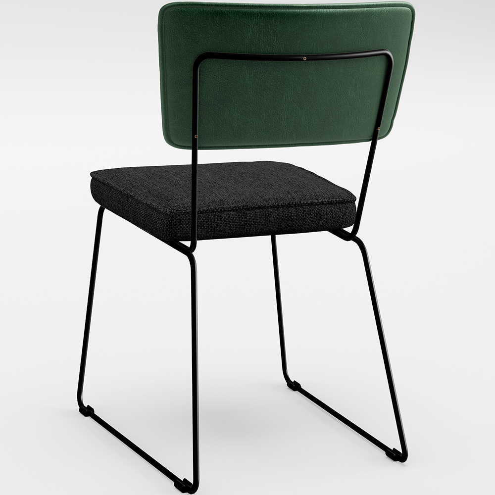 Cadeira Decorativa Estofada Sala Jantar Allana L02 Facto Verde Musgo Linho Chumbo - Lyam Decor