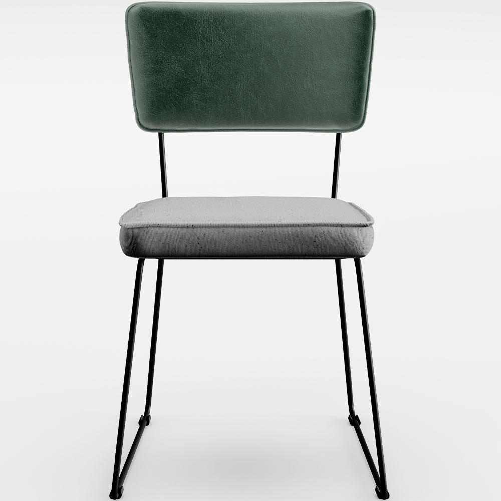 Cadeira Decorativa Estofada Sala Jantar Allana L02 Facto Verde Musgo Linho Cinza - Lyam Decor