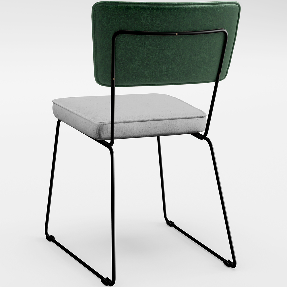 Cadeira Decorativa Estofada Sala Jantar Allana L02 Facto Verde Musgo Linho Cinza - Lyam Decor