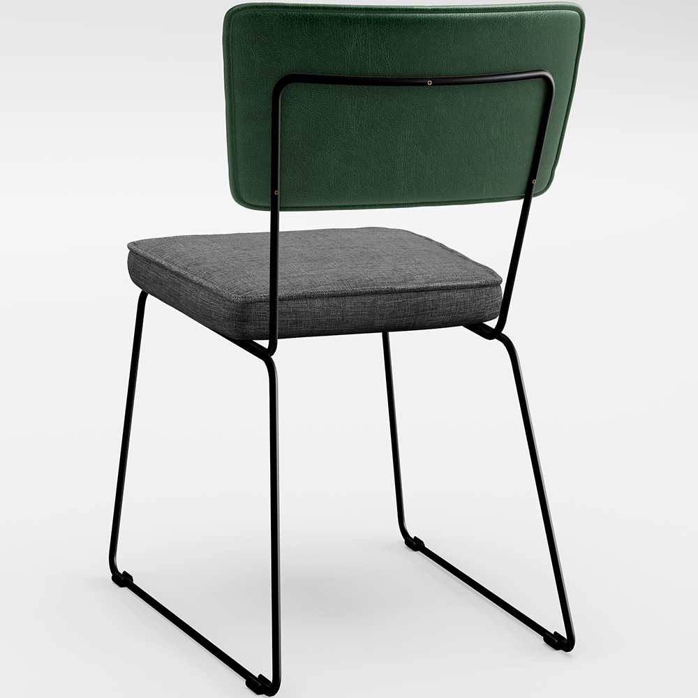 Cadeira Decorativa Estofada Sala Jantar Allana L02 Facto Verde Musgo Linho Cinza Escuro - Lyam Decor