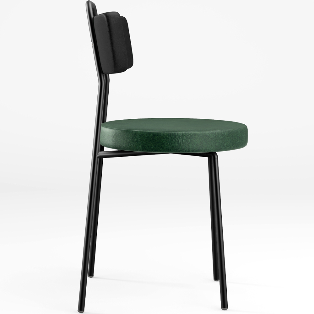 Cadeira Decorativa Estofada Sala Jantar Barcelona L02 Couríssimo Preto Facto Verde Musgo - Lyam