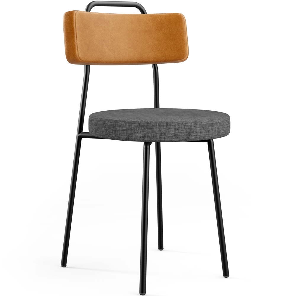 Cadeira Decorativa Estofada Sala Jantar Barcelona L02 Couríssimo Whisky Linho Cinza Escuro - Lyam