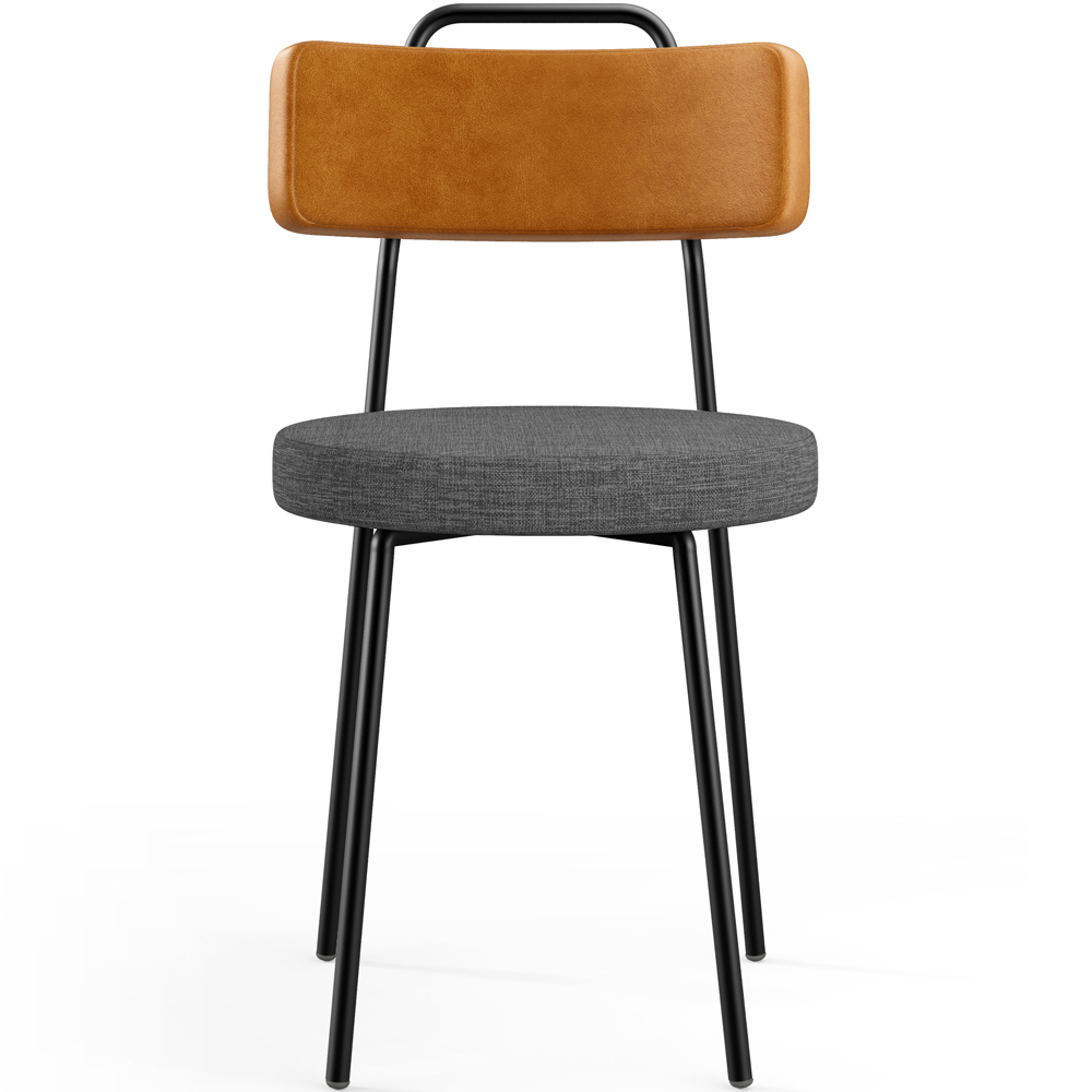 Cadeira Decorativa Estofada Sala Jantar Barcelona L02 Couríssimo Whisky Linho Cinza Escuro - Lyam