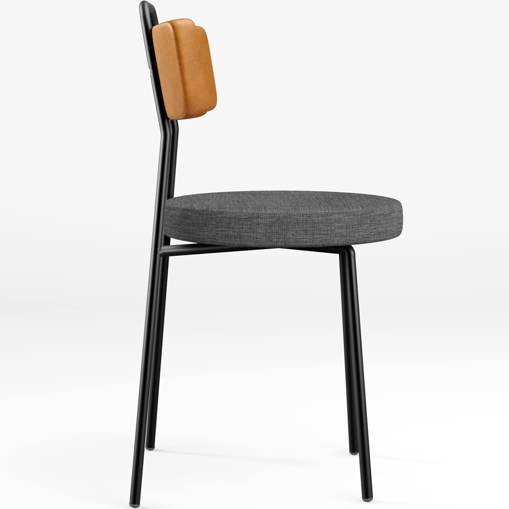 Cadeira Decorativa Estofada Sala Jantar Barcelona L02 Couríssimo Whisky Linho Cinza Escuro - Lyam