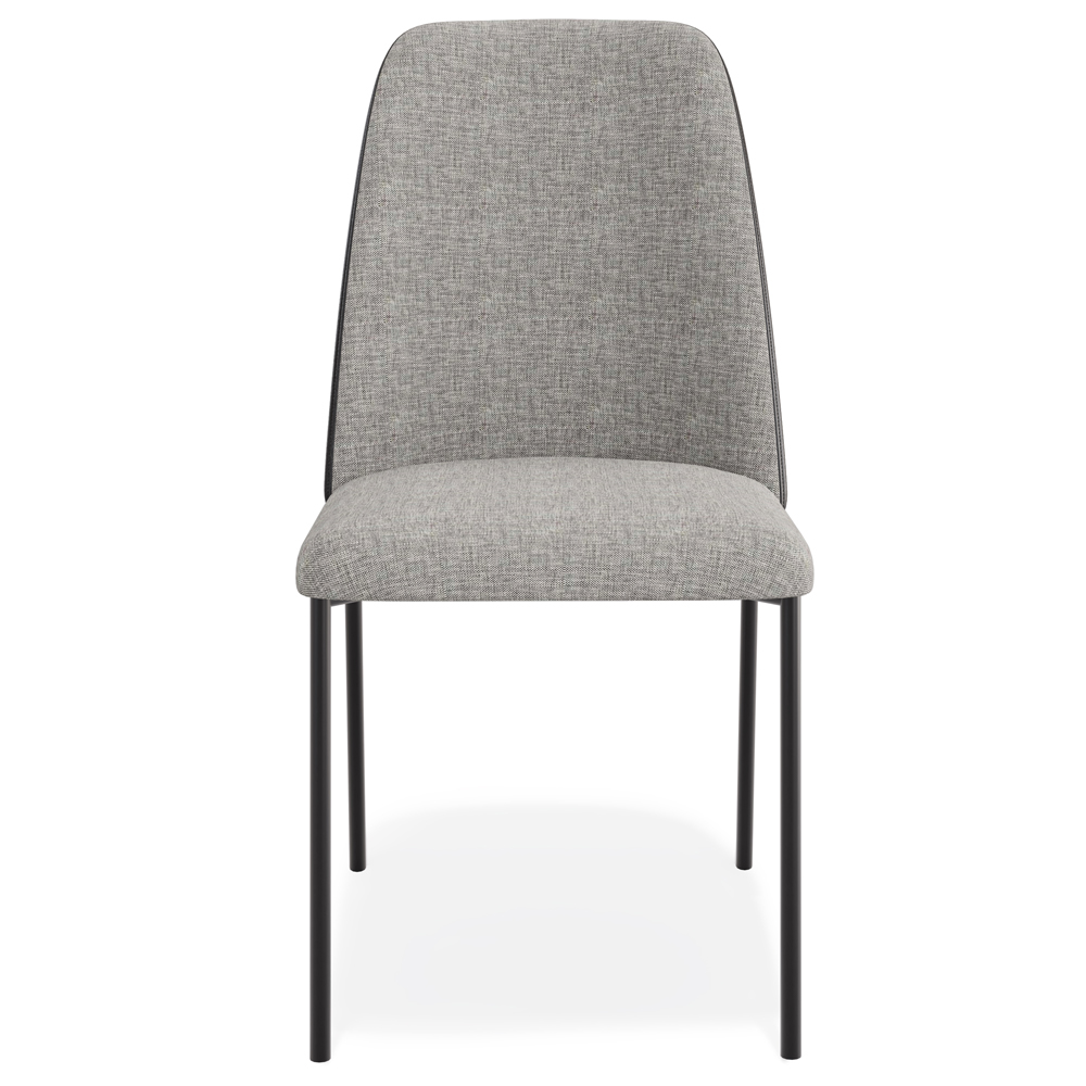 Cadeira Decorativa Estofada Sala de Jantar Bella L02 Couríssimo Preto Linho Cinza Escuro - Lyam Decor