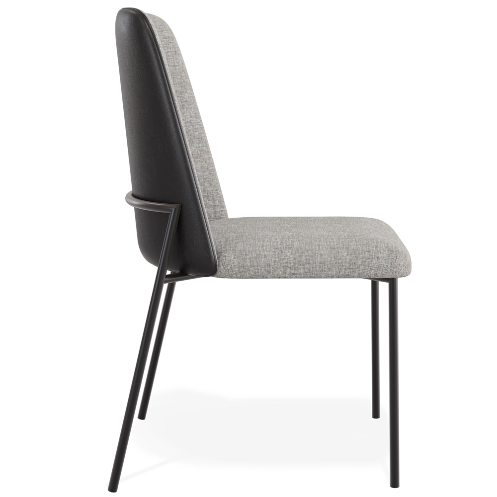 Cadeira Decorativa Estofada Sala de Jantar Bella L02 Couríssimo Preto Linho Cinza Escuro - Lyam Decor