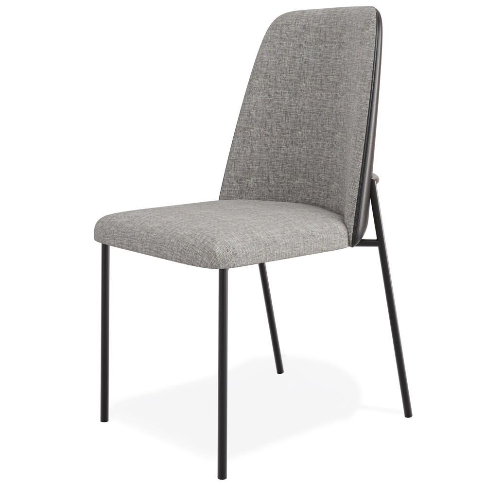 Cadeira Decorativa Estofada Sala de Jantar Bella L02 Couríssimo Preto Linho Cinza Escuro - Lyam Decor