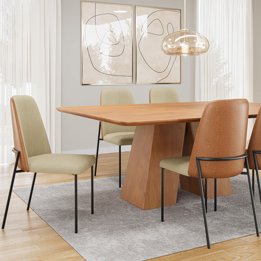 Cadeira Decorativa Estofada Sala de Jantar Bella L02 Couríssimo Whisky Linho Bege Escuro - Lyam Decor