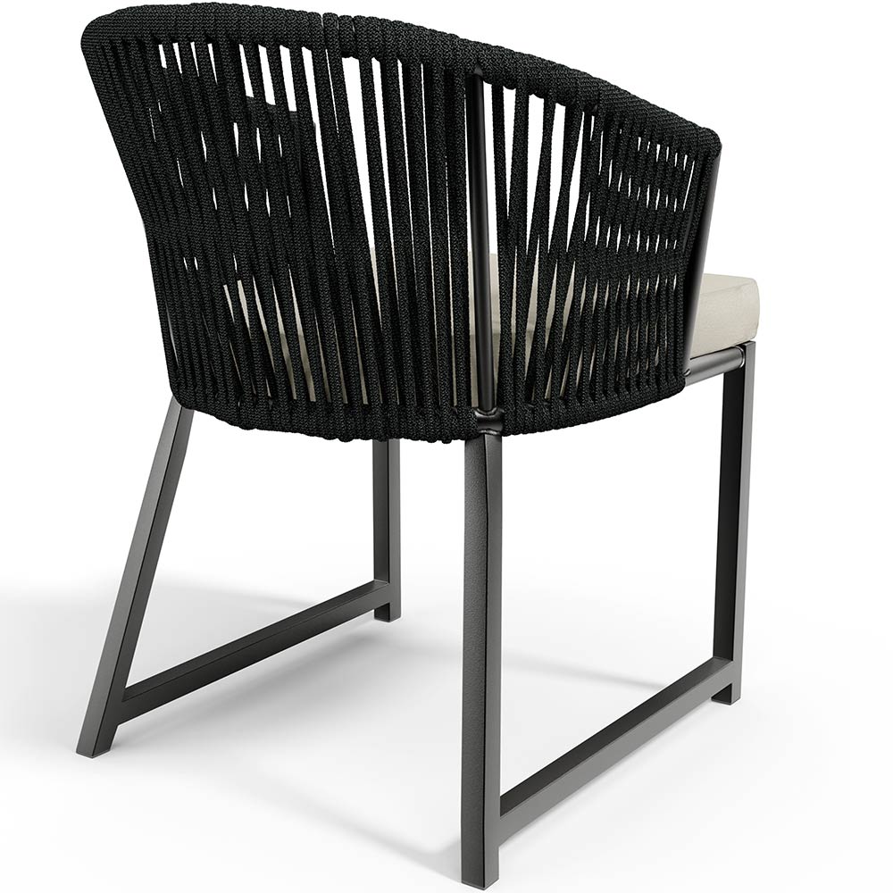 Cadeira Decorativa Para Área Gourmet Cozinha Varanda Corda Náutica Bethari D04 Preto - Lyam Decor