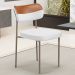 Cadeira Decorativa Para Sala De Jantar Melina Base Arena L02 Faixa Couríssimo Camel Facto Branco - Lyam Decor