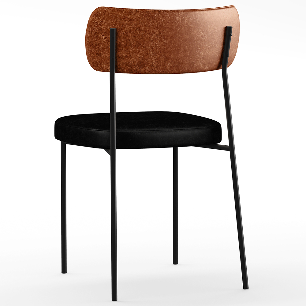 Cadeira Decorativa Para Sala De Jantar Melina L02 Couríssimo Camel Couríssimo Preto - Lyam Decor