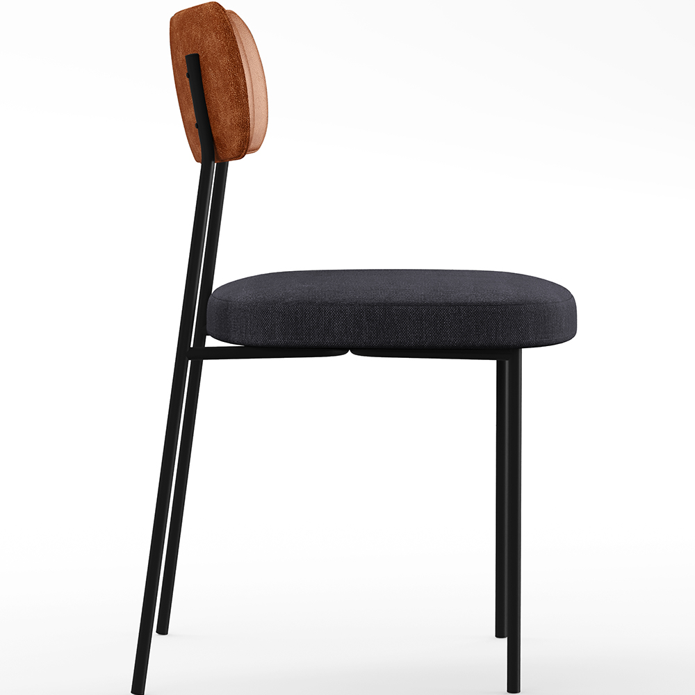 Cadeira Decorativa Para Sala De Jantar Melina L02 Couríssimo Camel Linho Chumbo - Lyam Decor