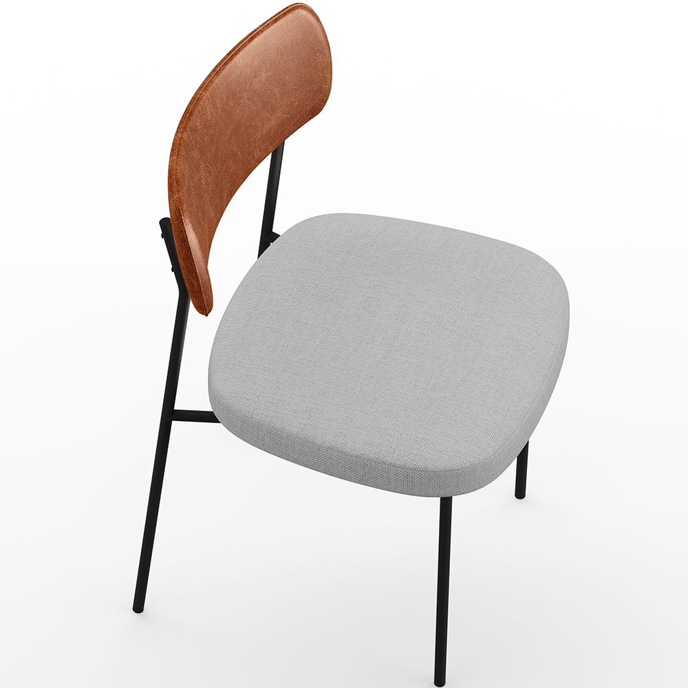 Cadeira Decorativa Para Sala De Jantar Melina L02 Couríssimo Camel Linho Cinza - Lyam Decor