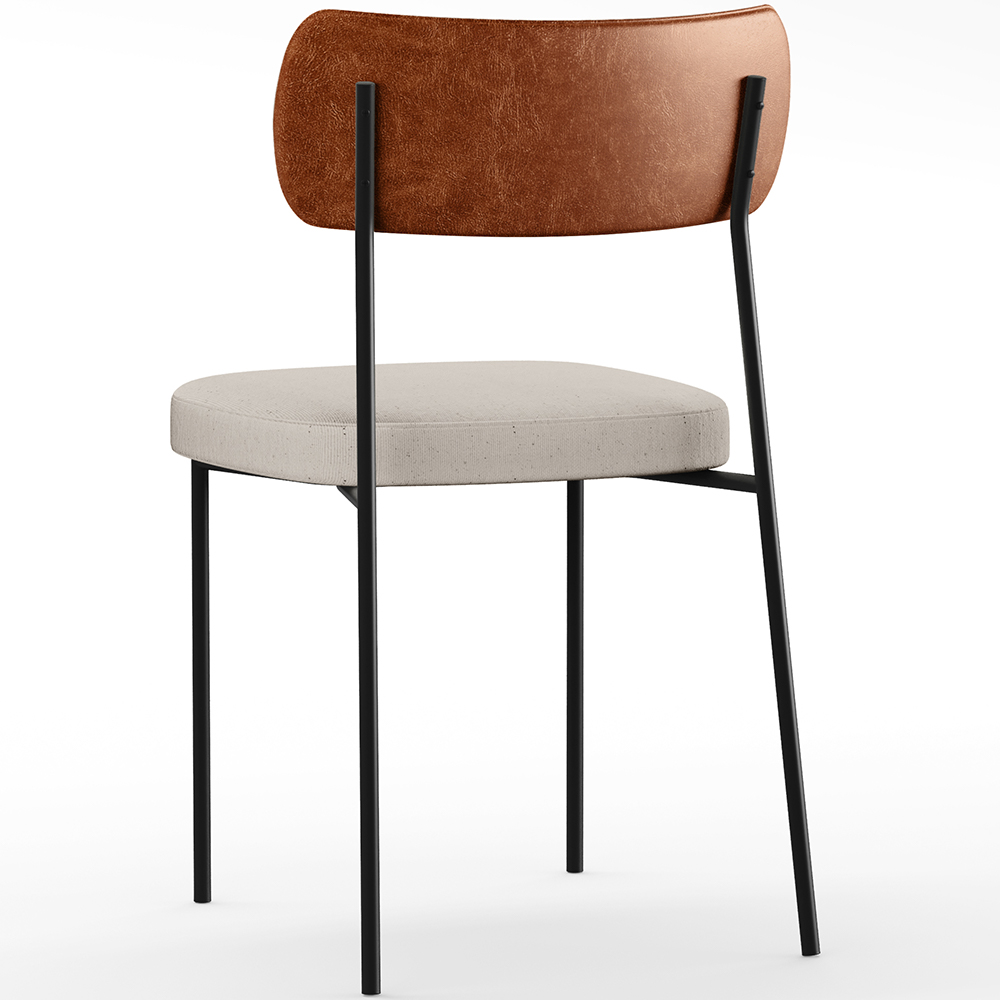 Cadeira Decorativa Para Sala De Jantar Melina L02 Couríssimo Camel Linho Cru - Lyam Decor