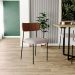 Cadeira Decorativa Para Sala De Jantar Melina L02 Couríssimo Marrom Linho Bege - Lyam Decor