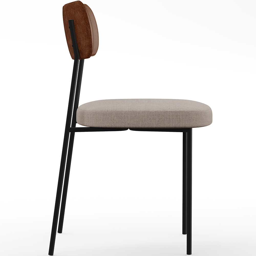 Cadeira Decorativa Para Sala De Jantar Melina L02 Couríssimo Marrom Linho Bege - Lyam Decor