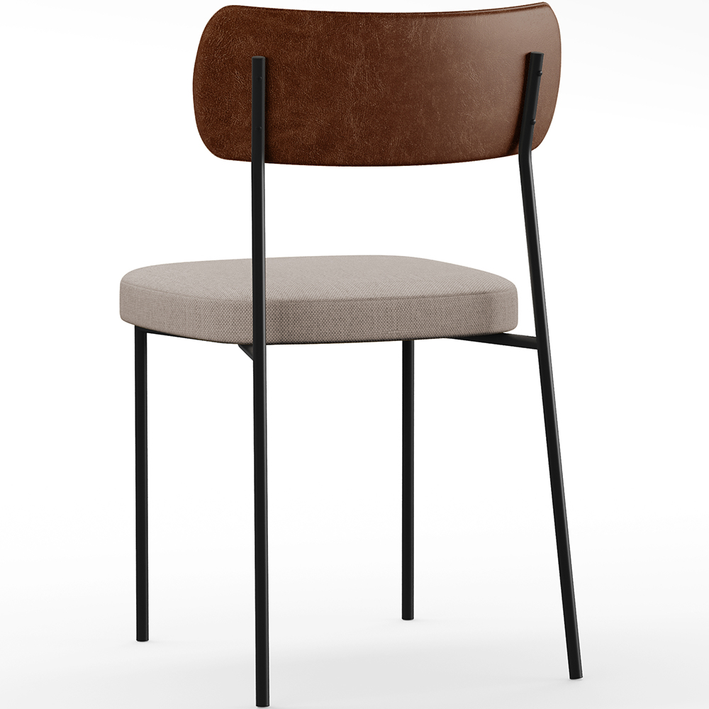 Cadeira Decorativa Para Sala De Jantar Melina L02 Couríssimo Marrom Linho Bege - Lyam Decor