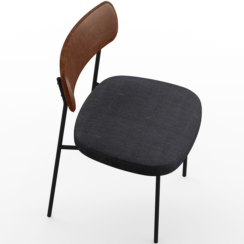 Cadeira Decorativa Para Sala De Jantar Melina L02 Couríssimo Marrom Linho Chumbo - Lyam Decor
