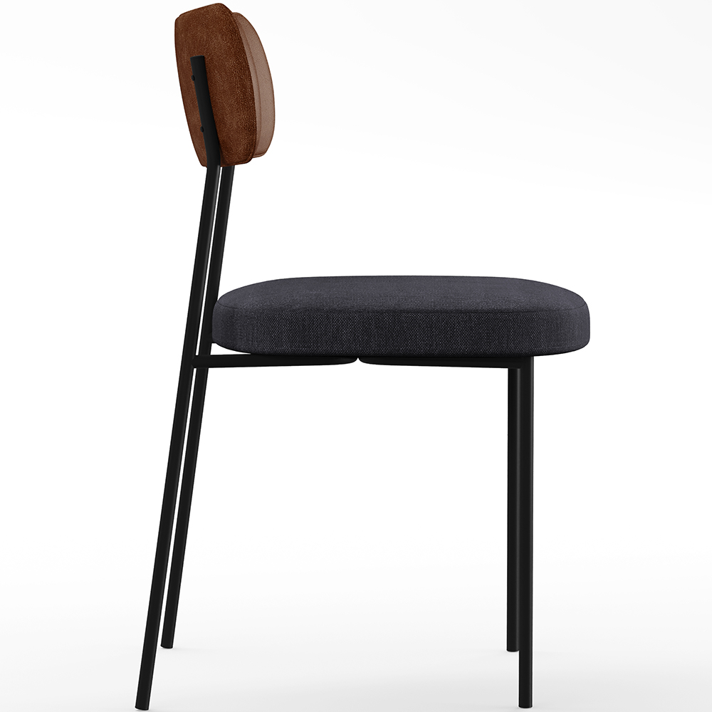 Cadeira Decorativa Para Sala De Jantar Melina L02 Couríssimo Marrom Linho Chumbo - Lyam Decor