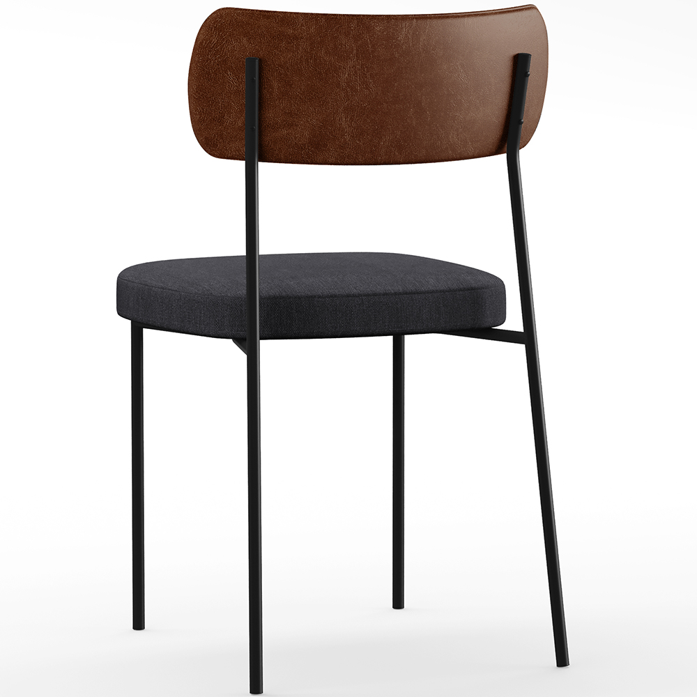 Cadeira Decorativa Para Sala De Jantar Melina L02 Couríssimo Marrom Linho Chumbo - Lyam Decor
