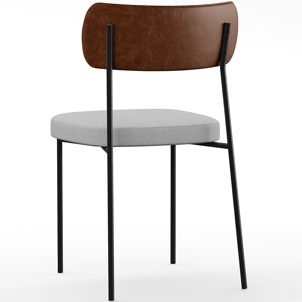 Cadeira Decorativa Para Sala De Jantar Melina L02 Couríssimo Marrom Linho Cinza - Lyam Decor