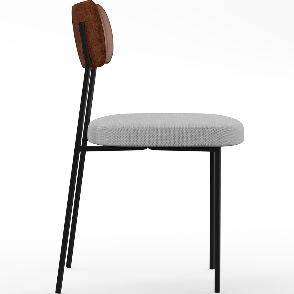 Cadeira Decorativa Para Sala De Jantar Melina L02 Couríssimo Marrom Linho Cinza - Lyam Decor