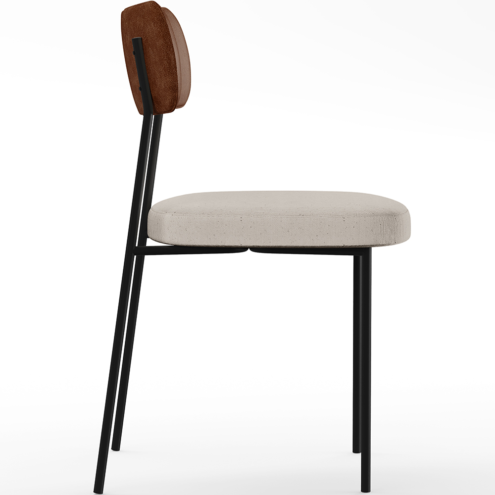 Cadeira Decorativa Para Sala De Jantar Melina L02 Couríssimo Marrom Linho Cru - Lyam Decor