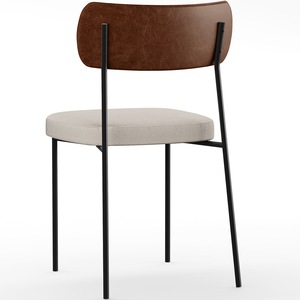 Cadeira Decorativa Para Sala De Jantar Melina L02 Couríssimo Marrom Linho Cru - Lyam Decor