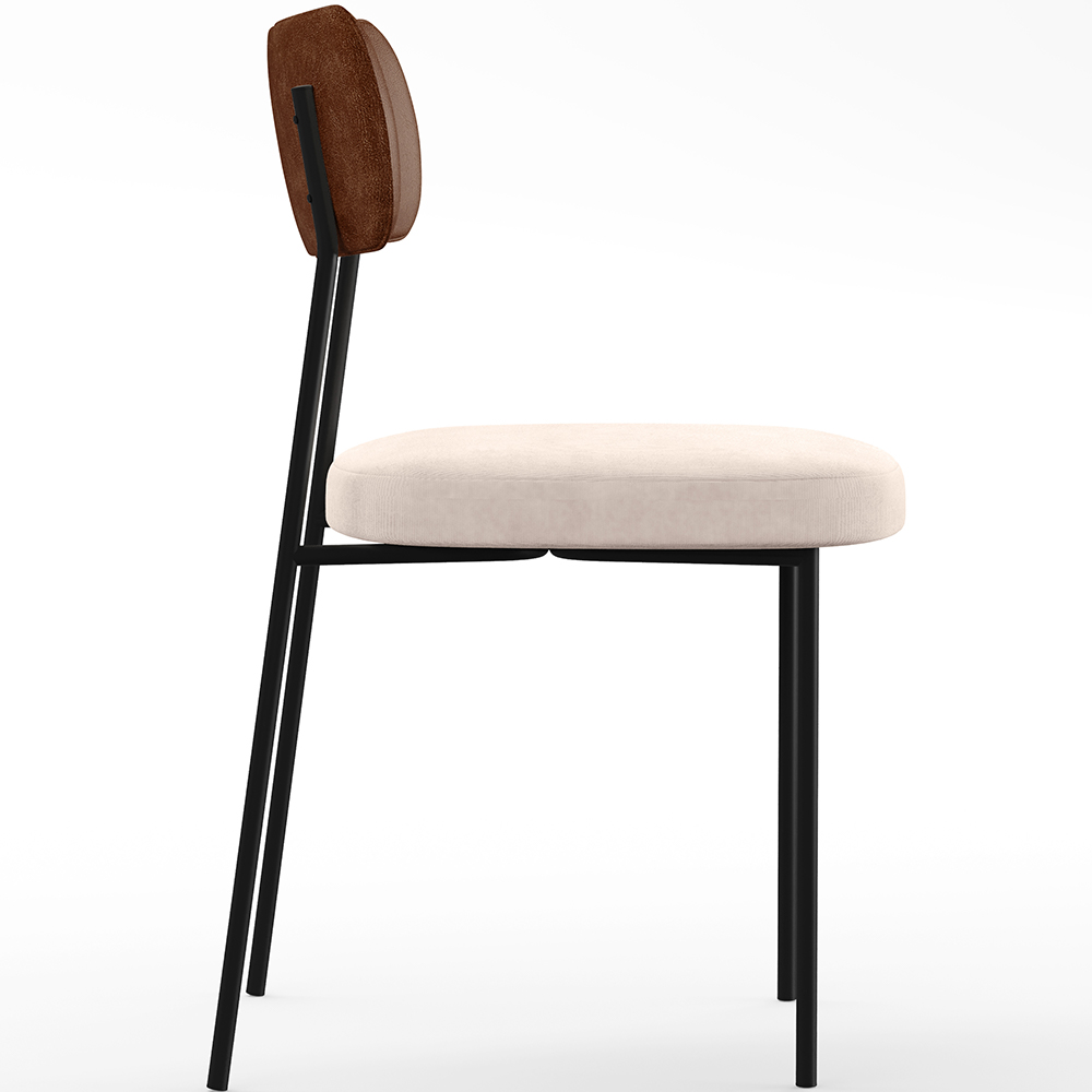 Cadeira Decorativa Para Sala De Jantar Melina L02 Couríssimo Marrom Suede Bege - Lyam Decor