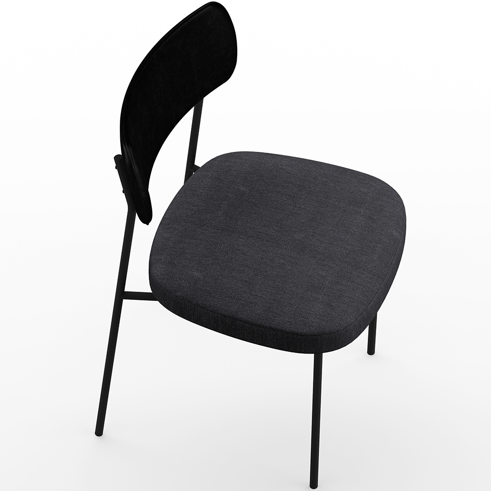 Cadeira Decorativa Para Sala De Jantar Melina L02 Couríssimo Preto Linho Chumbo - Lyam Decor