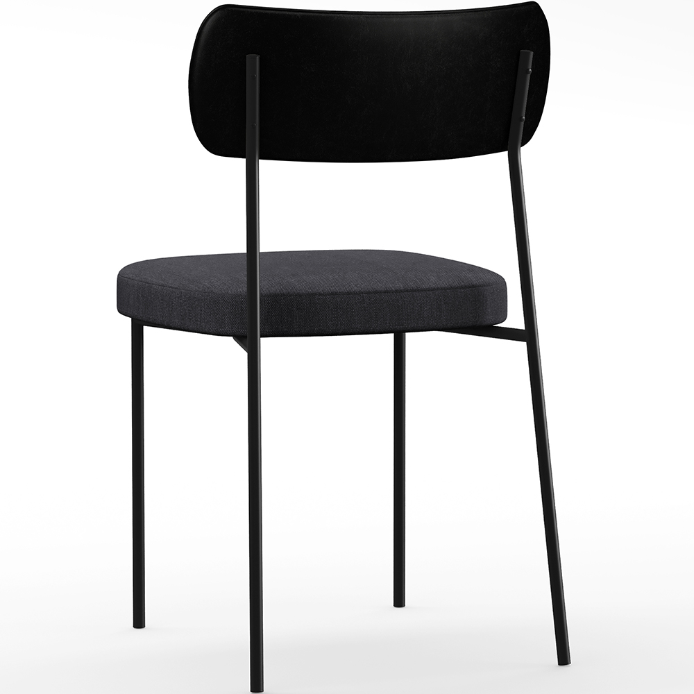 Cadeira Decorativa Para Sala De Jantar Melina L02 Couríssimo Preto Linho Chumbo - Lyam Decor