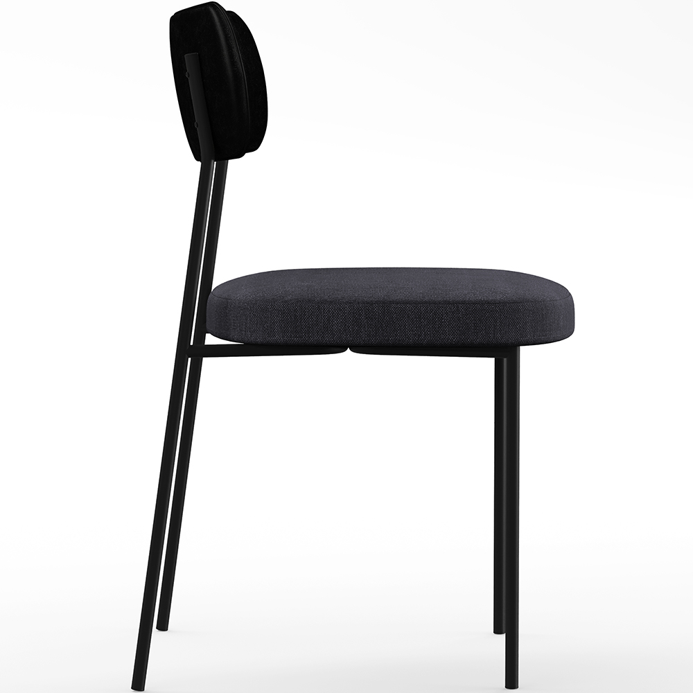 Cadeira Decorativa Para Sala De Jantar Melina L02 Couríssimo Preto Linho Chumbo - Lyam Decor