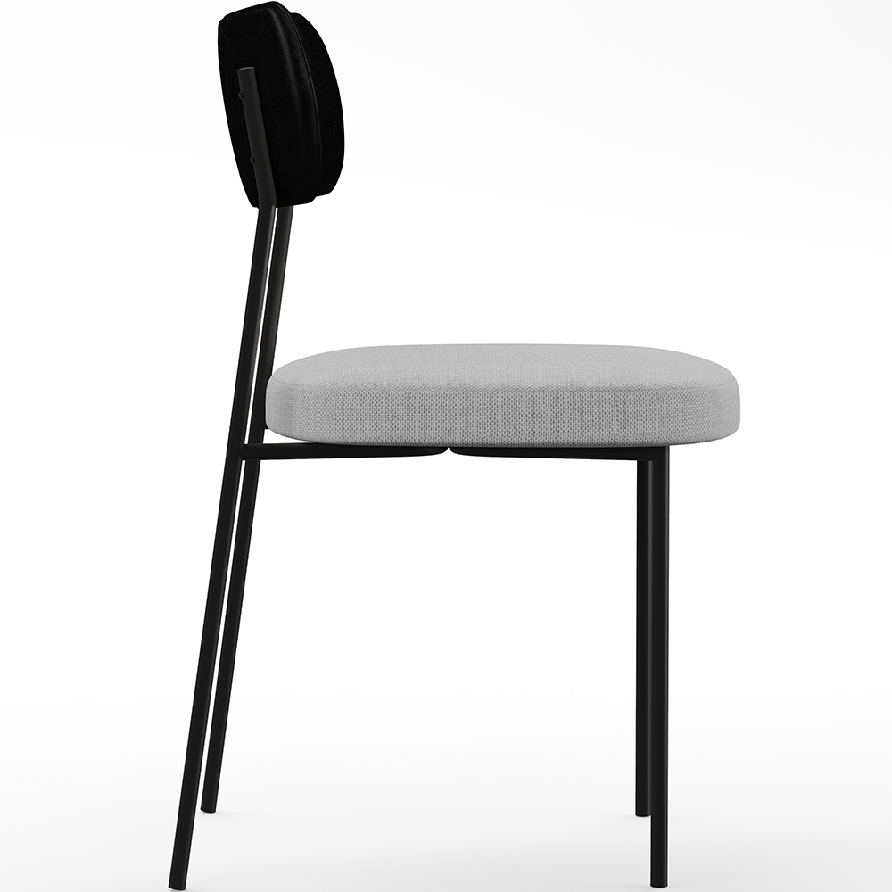 Cadeira Decorativa Para Sala De Jantar Melina L02 Couríssimo Preto Linho Cinza - Lyam Decor