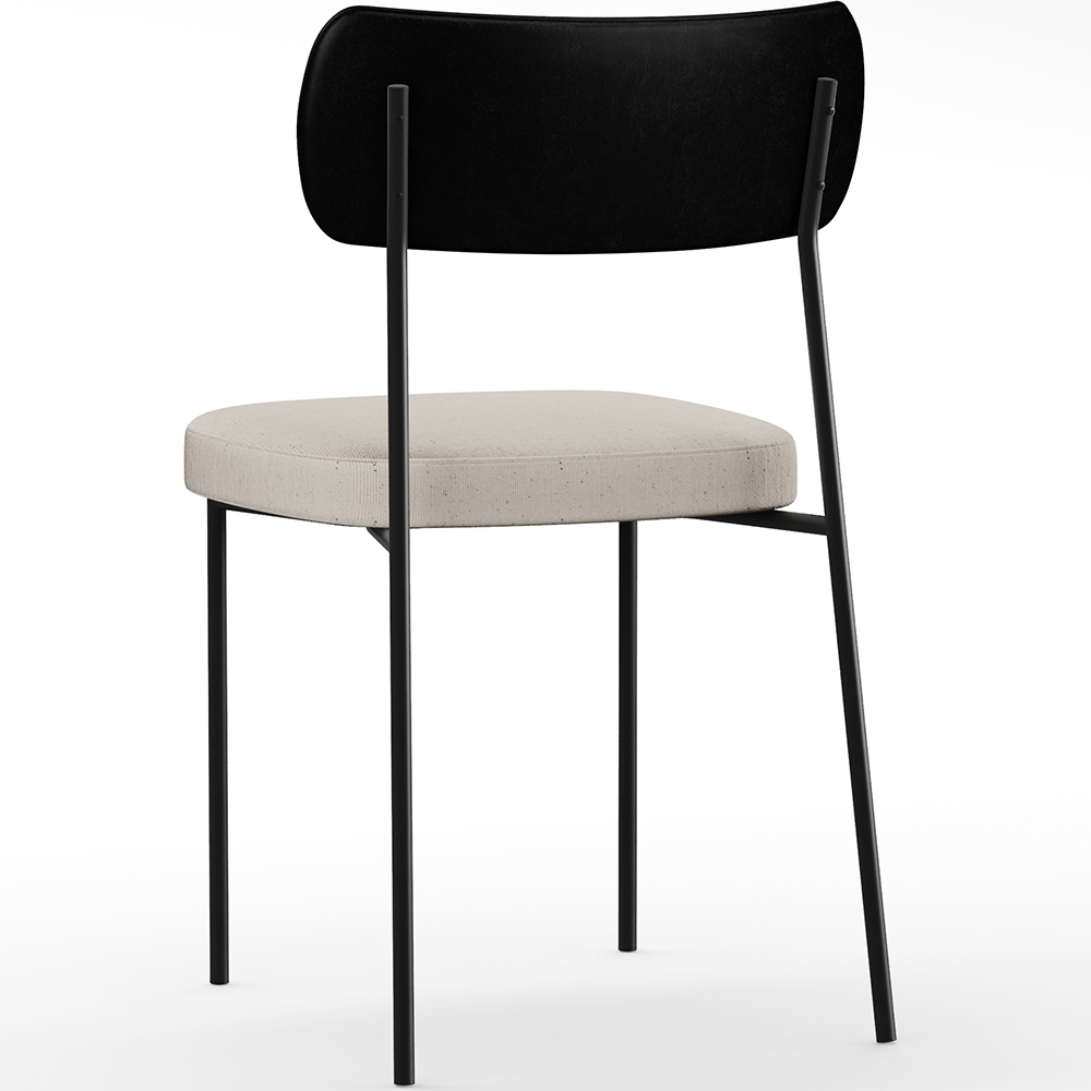 Cadeira Decorativa Para Sala De Jantar Melina L02 Couríssimo Preto Linho Cru - Lyam Decor