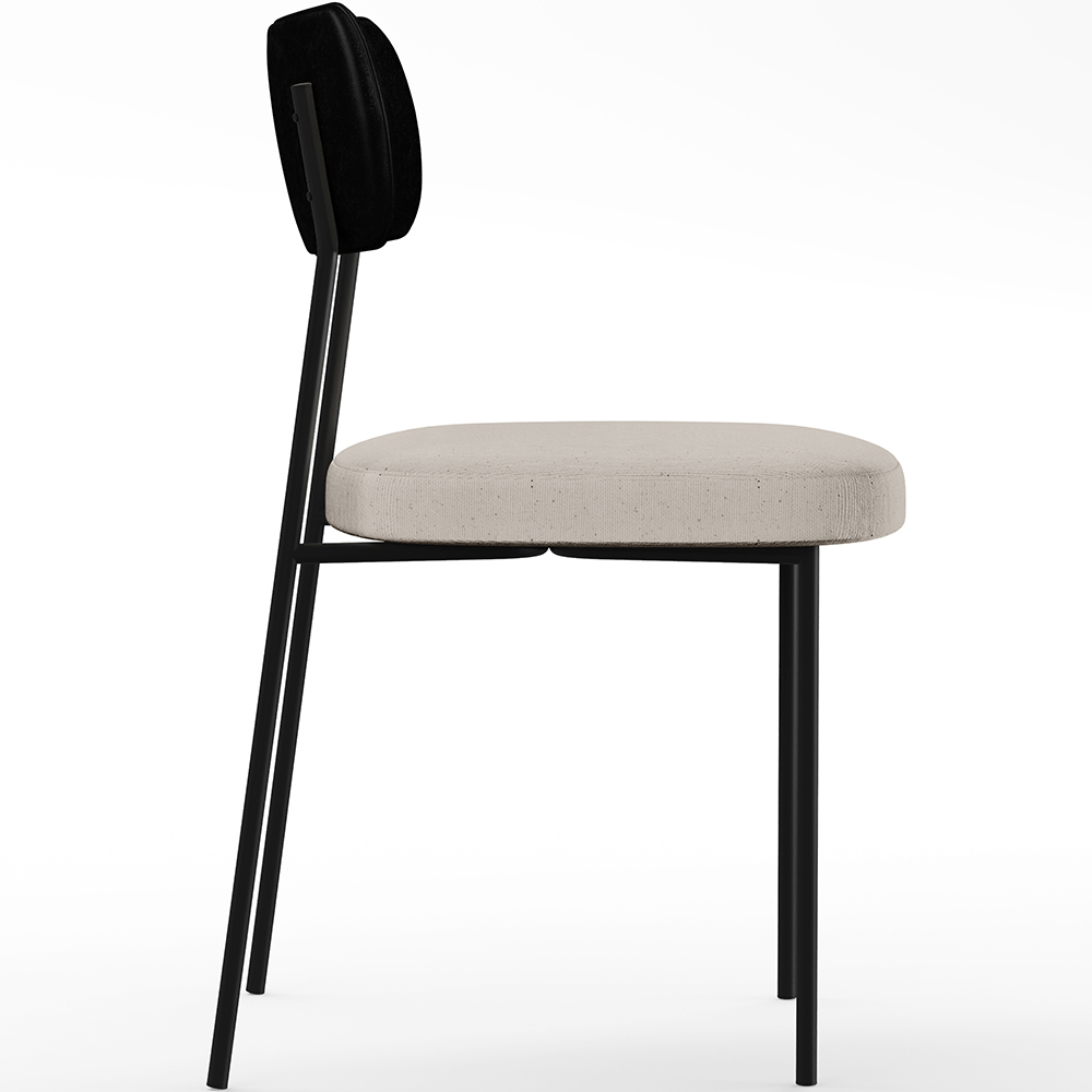 Cadeira Decorativa Para Sala De Jantar Melina L02 Couríssimo Preto Linho Cru - Lyam Decor