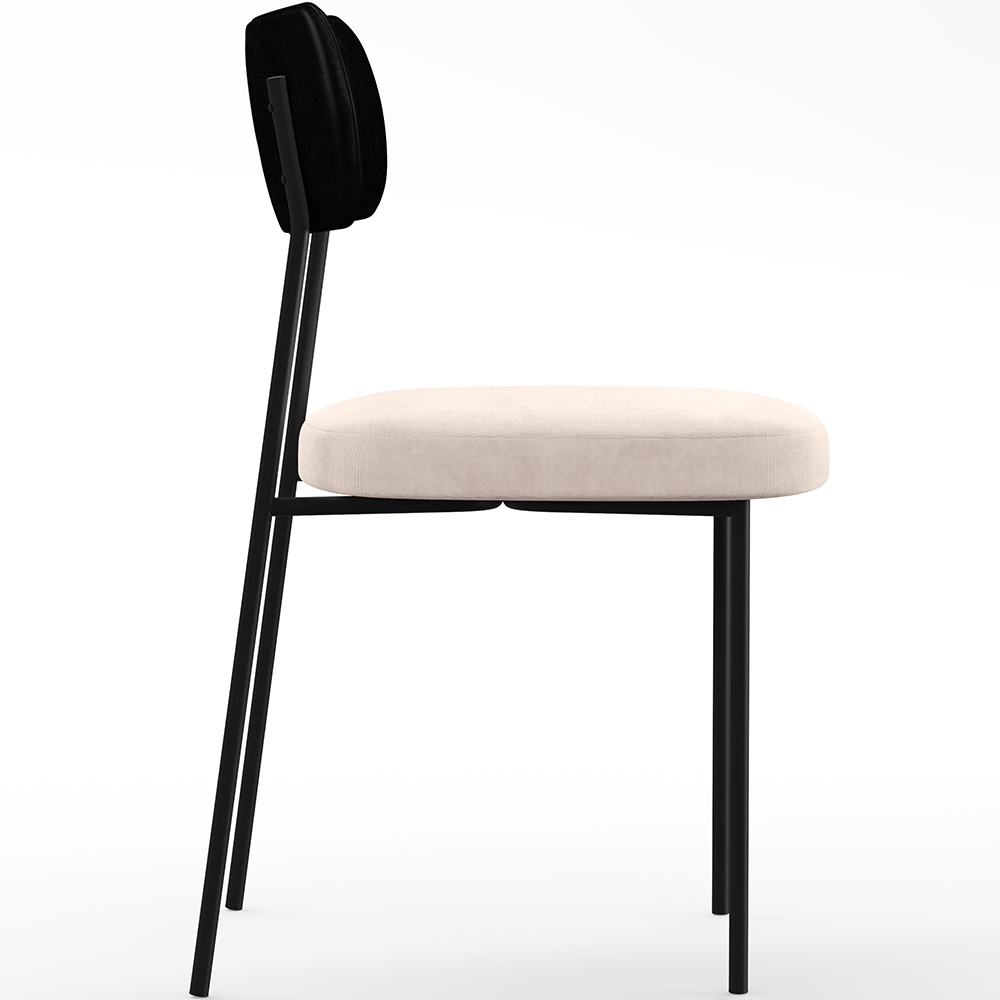 Cadeira Decorativa Para Sala De Jantar Melina L02 Couríssimo Preto Suede Bege - Lyam Decor