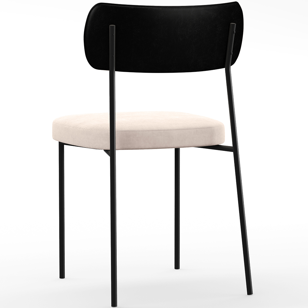 Cadeira Decorativa Para Sala De Jantar Melina L02 Couríssimo Preto Suede Bege - Lyam Decor