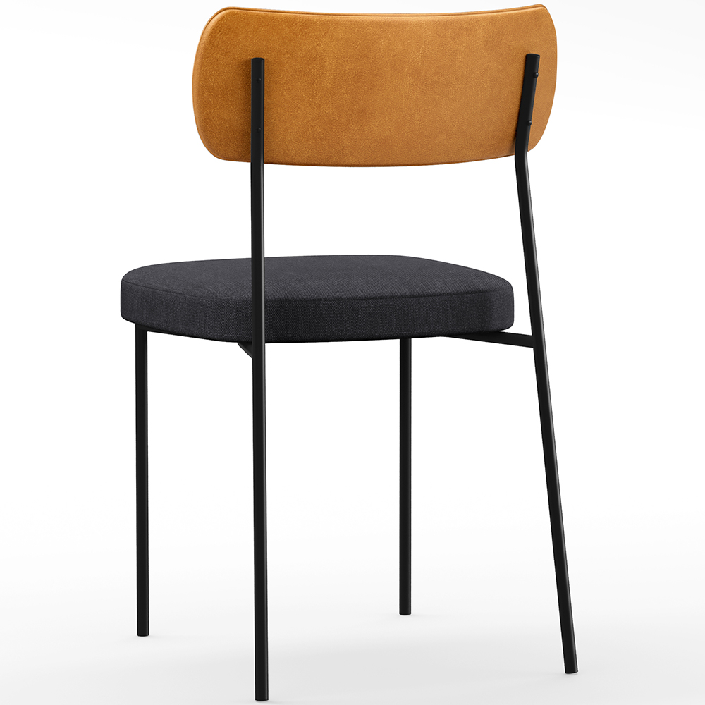 Cadeira Decorativa Para Sala De Jantar Melina L02 Couríssimo Whisky Linho Chumbo - Lyam Decor